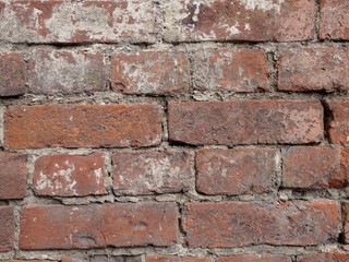 a fragment of a worn old brick wall as a background
