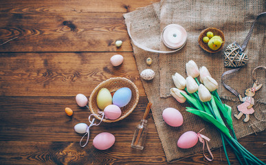 easter eggs and flowers