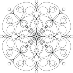 Fototapeta premium Black & white card with mandala, ornament, hand drawn, line art. Good for card, poster, print, ceramic design, tattoo, adult coloring book