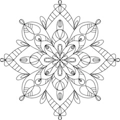 Black & white card with mandala, ornament, hand drawn, line art. Good for card, poster, print, ceramic design, tattoo, adult coloring book