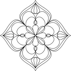 Black & white card with mandala, ornament, hand drawn, line art. Good for card, poster, print, ceramic design, tattoo, adult coloring book