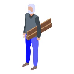 Senior man carpenter icon. Isometric of senior man carpenter vector icon for web design isolated on white background