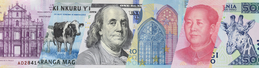 Money of the different countries.