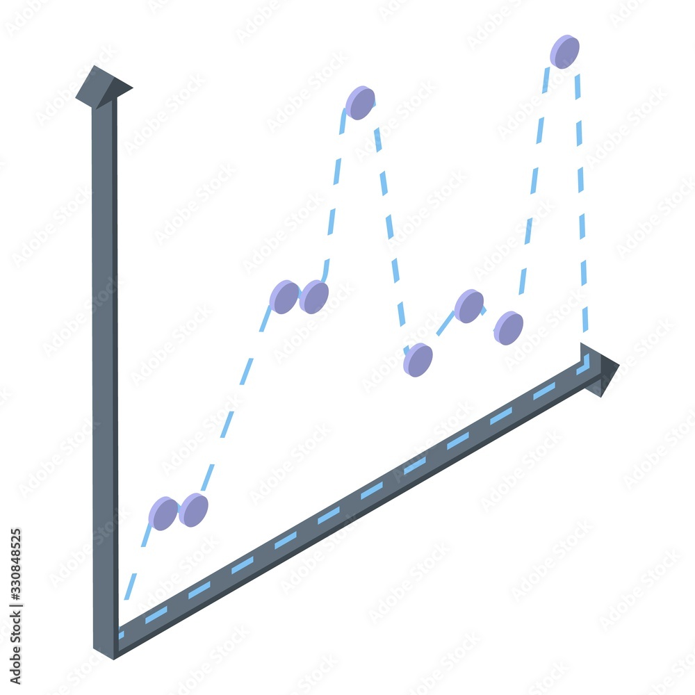 Poster problem regression chart icon. isometric of problem regression chart vector icon for web design isol