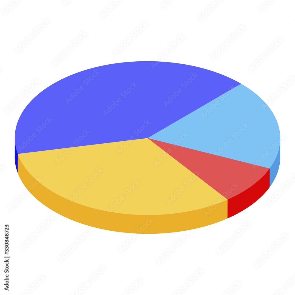 Poster pie chart icon. isometric of pie chart vector icon for web design isolated on white background