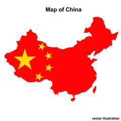 Fototapeta premium Map of China with regions and cities. Colorful graphic illustration with map of China. Chinese map with regions. Map with abstract grey colors.