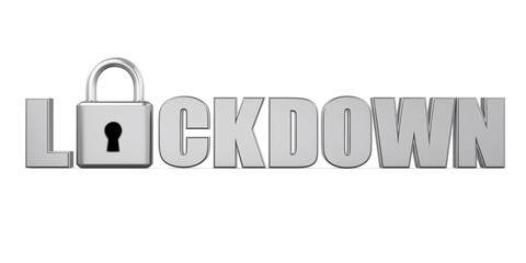 Lockdown Text with Padlock Illustration
