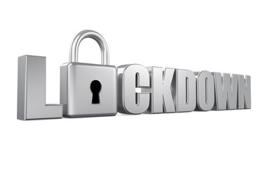 Lockdown Text with Padlock Illustration