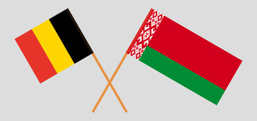 Crossed flags of Belarus and Belgium