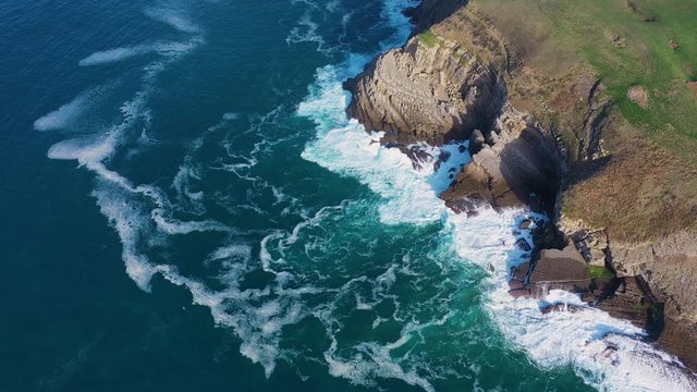 Aerial view of Tagle beach, El SableTagle, Suances Municipality, Cantabrian Sea, Cantabria, Spain, Europe