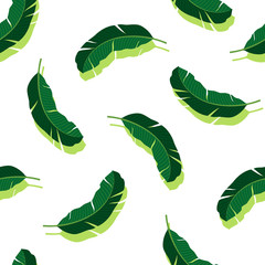 Summer seamless pattern. Tropical leaves. Vector illustration.