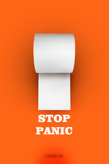 Coronavirus. Toilet paper, hygiene items. A warning against panic. Covid-19 virus epidemic. Personal hygiene. The concept of the poster.