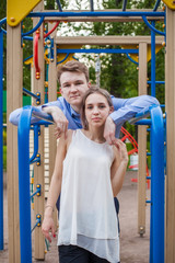 Cute couple together.Young woman and man