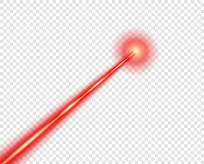 Red laser beam. Vector design element. The isolated transparent object on a light background. - obrazy, fototapety, plakaty