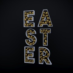 Easter Gold eggs on black background 3d image