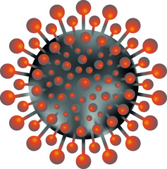  Coronavirus vector illustration of the Covid-19 virus from Wuhan China. In black and orange.