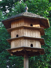 wooden dovecote, vintage, classic pigeon breeding in the countryside, Czech republic, Central Bohemian region