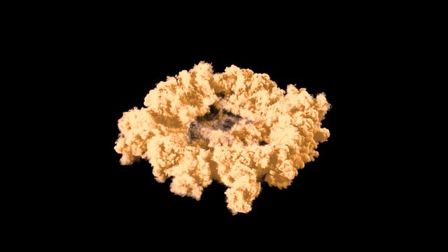 Smoke explosion. Low density smoke puff spreading concentrically outwards. Gunshot smoke. Shockwave smoke. Separated on pure black background, contains alpha channel.