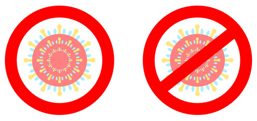 Obraz premium Vector illustration of red sign of dangerous corona virus 2019-ncov