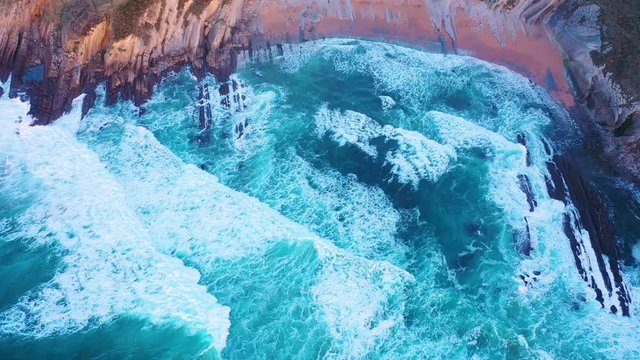 Aerial view of Tagle beach, El SableTagle, Suances Municipality, Cantabrian Sea, Cantabria, Spain, Europe