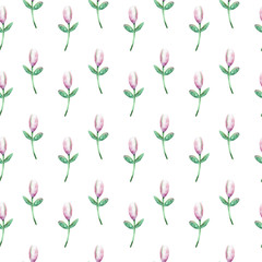 Watercolor floral seamless pattern. Tulips illustration. Beautiful background.