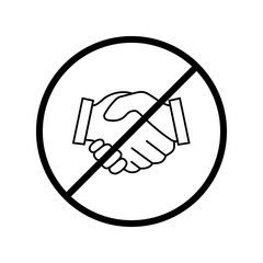 No Handshake icon. Protection against coronavirus. The spread of the virus. Vector illustration. No dealing. No collaboration