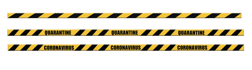 Warning coronavirus covid-19 quarantine yellow and black stripes, pandemic coronavirus, enclosing tape