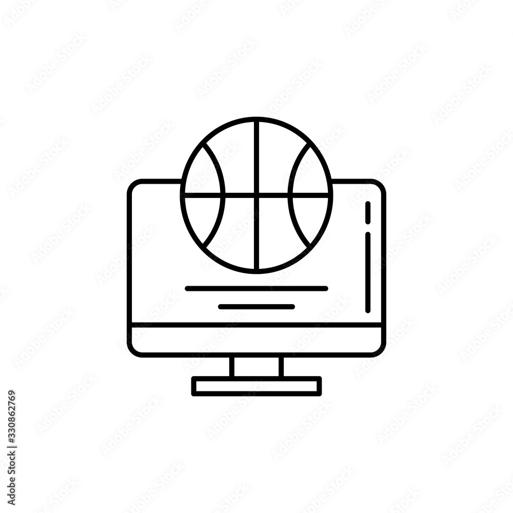Poster monitor icon. simple line, outline vector elements of basketball for ui and ux, website or mobile ap