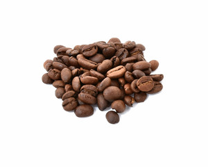 Coffee beans on an isolated white background.