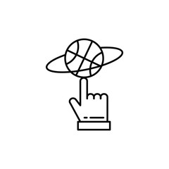 Hand, ball icon. Simple line, outline vector elements of basketball for ui and ux, website or mobile application