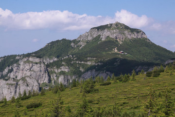 Toaca peak in Ceahlau mountains, Romania