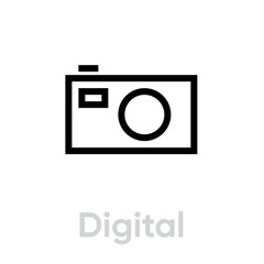 Digital camera icon. Editable Vector Outline.