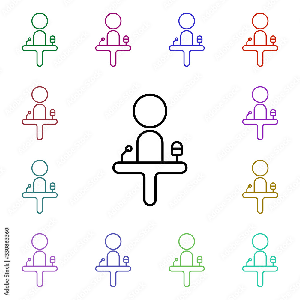 Poster speech multi color style icon. simple thin line, outline vector of conferencing icons for ui and ux,