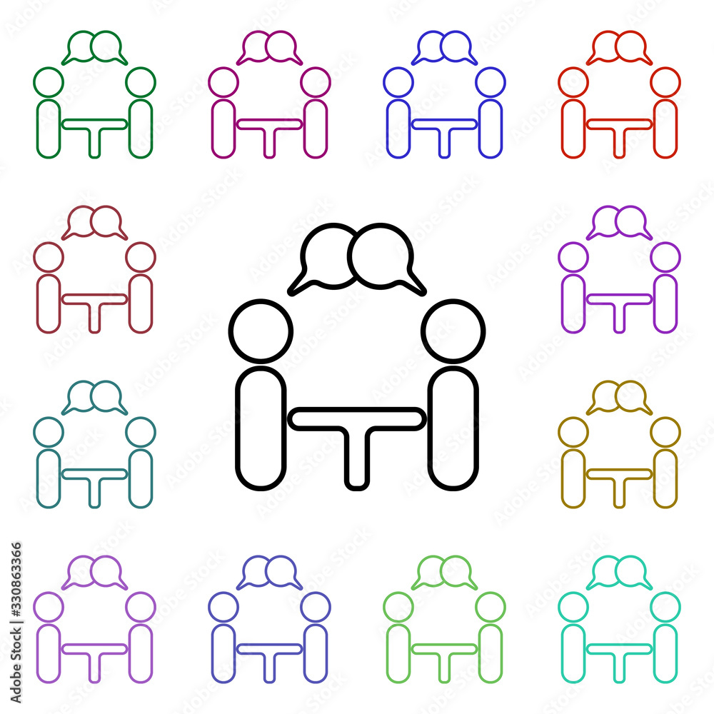 Poster discussion multi color style icon. simple thin line, outline vector of conferencing icons for ui and