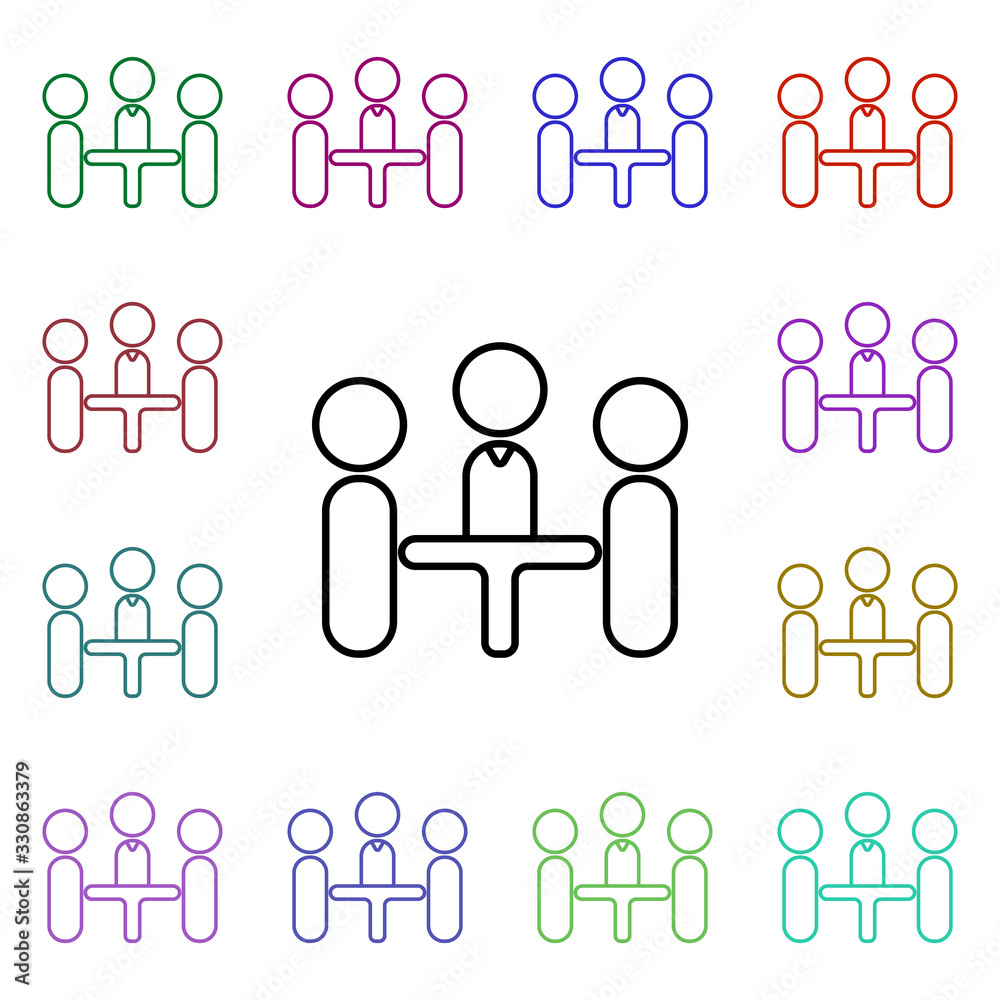 Poster the meeting multi color style icon. simple thin line, outline vector of conferencing icons for ui an