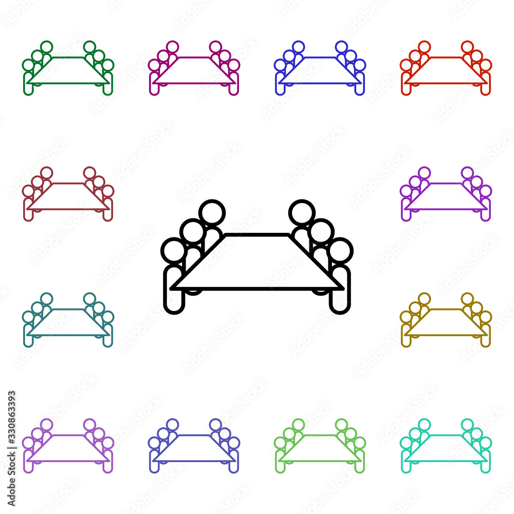Poster discussion multi color style icon. simple thin line, outline vector of conferencing icons for ui and