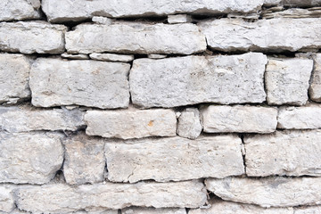 A fragment of a gray stone wall from sloppy stones, cobblestones of various sizes. Ideal for wallpapers, backgrounds and textures.