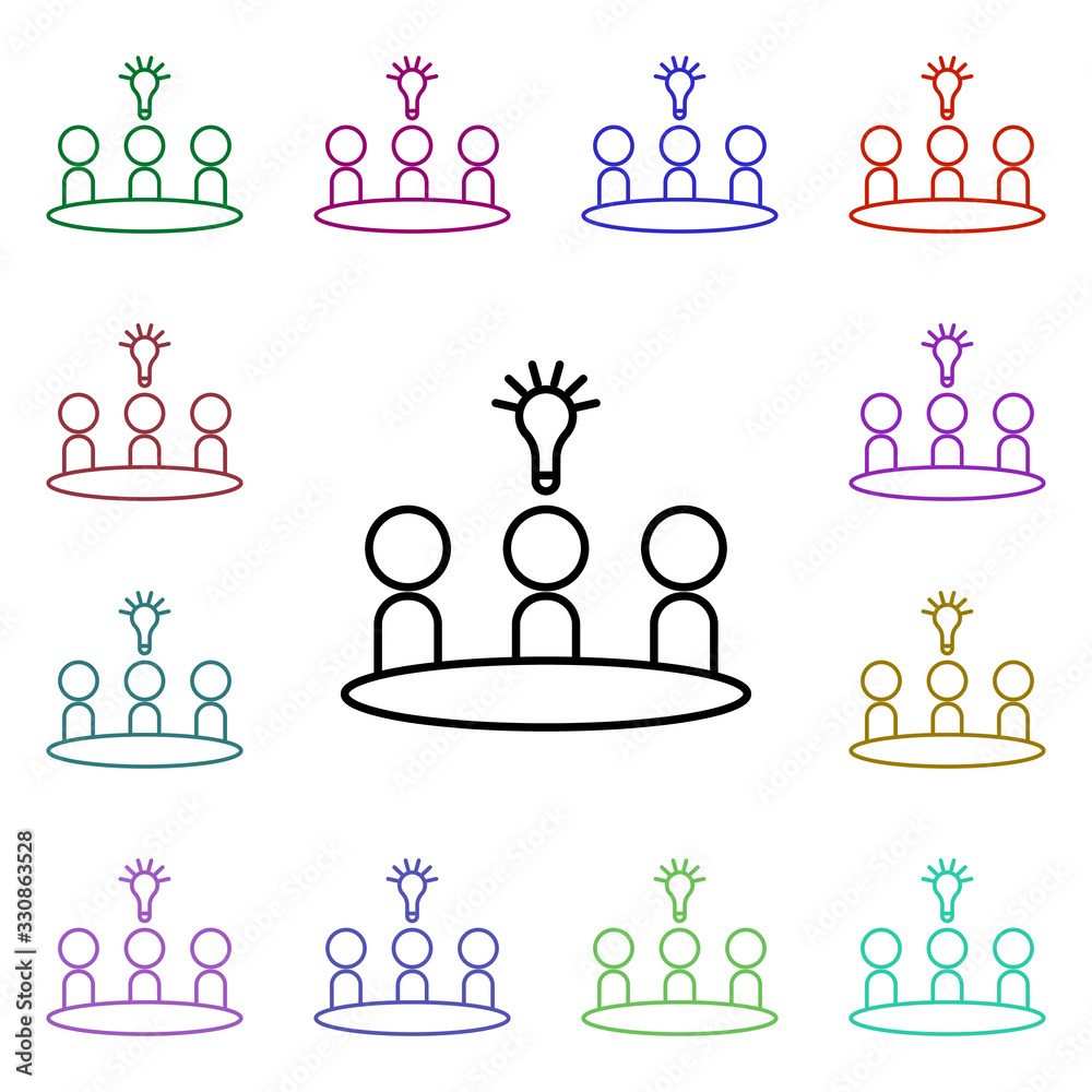 Poster focus group multi color style icon. simple thin line, outline vector of conferencing icons for ui an