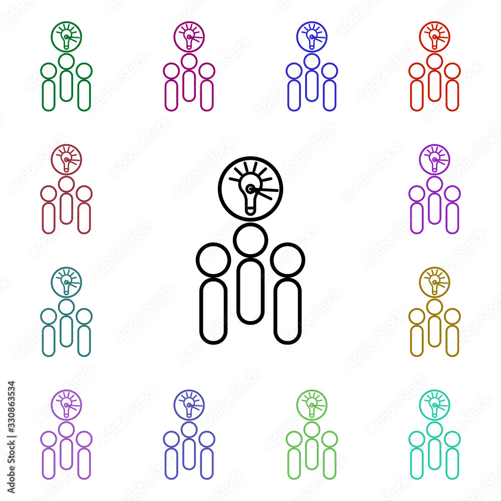Poster time for an idea multi color style icon. simple thin line, outline vector of conferencing icons for 