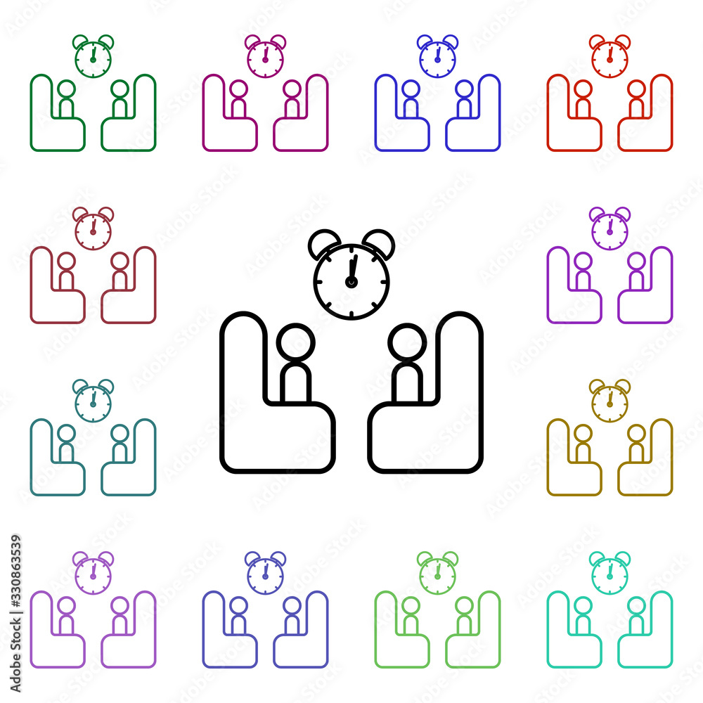 Poster time for communication multi color style icon. simple thin line, outline vector of conferencing icon