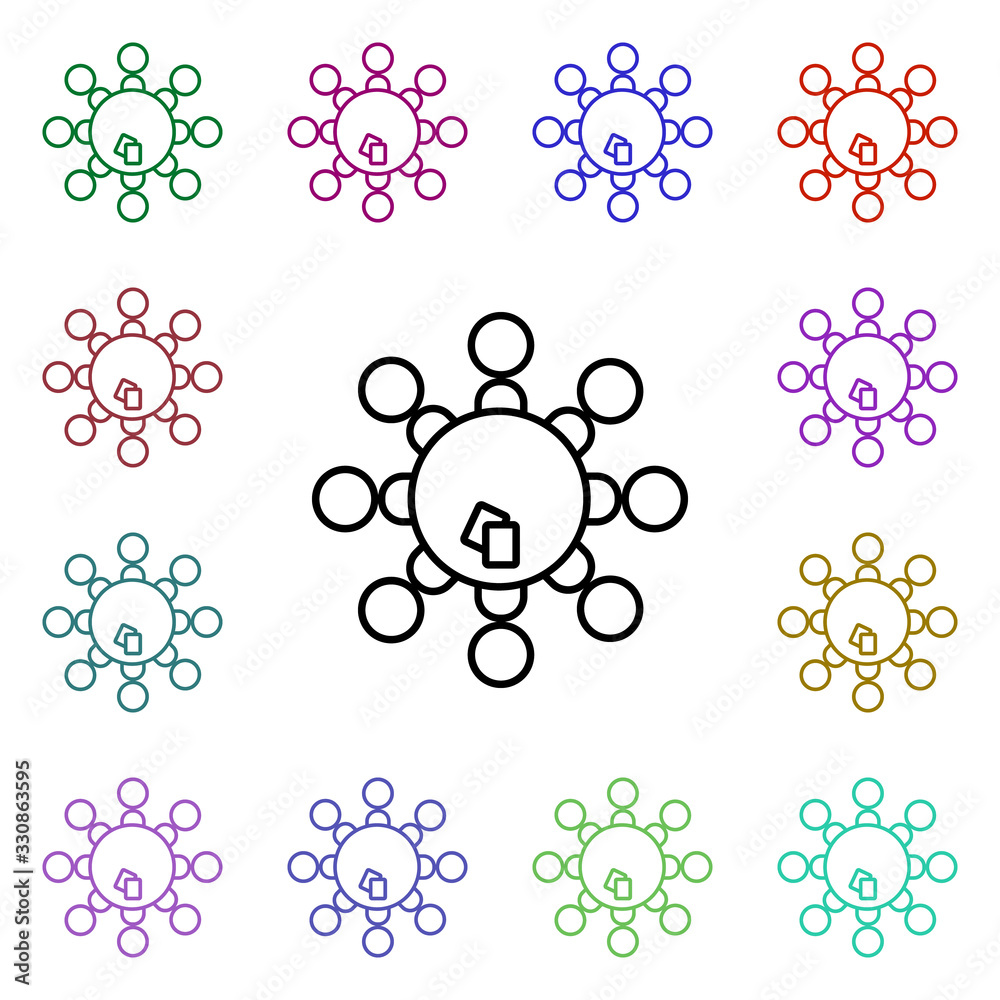 Poster round table multi color style icon. simple thin line, outline vector of conferencing icons for ui an