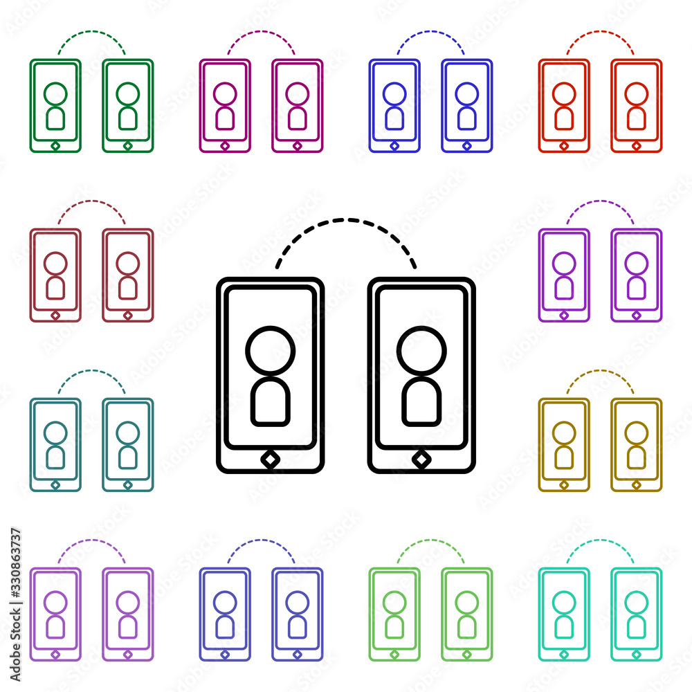Poster phone multi color style icon. simple thin line, outline vector of conferencing icons for ui and ux, 