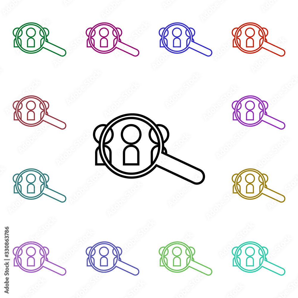 Poster search for colleagues multi color style icon. simple thin line, outline vector of conferencing icons