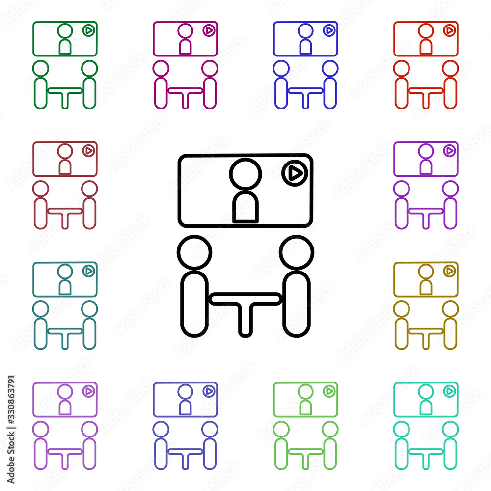 Poster online presentation multi color style icon. simple thin line, outline vector of conferencing icons f