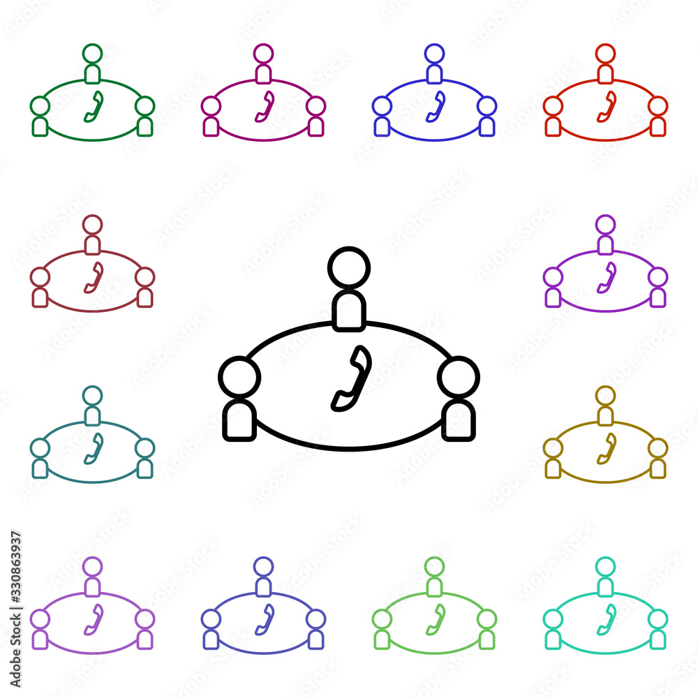 Poster conference call multi color style icon. simple thin line, outline vector of conferencing icons for u