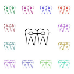 Caveat, dental, filling multi color style icon. Simple thin line, outline vector of dentist icons for ui and ux, website or mobile application