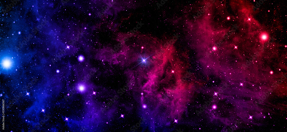 Wall mural universe, nebula, cluster of stars, starry sky,outer space, radiance, red, blue, purple,black