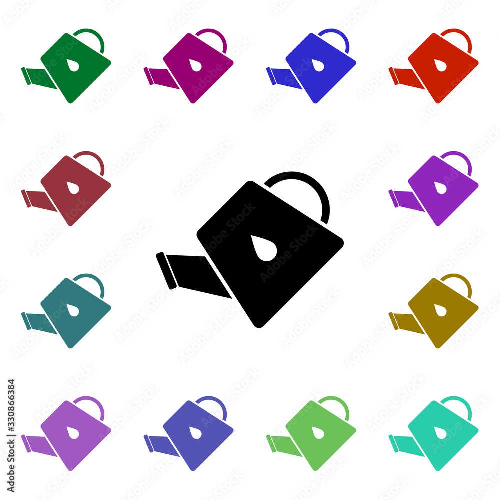 Poster watering can multi color style icon. simple glyph, flat vector of ecology icons for ui and ux, websi