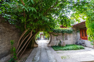 Side corridors in Xiaopiyuan Mosque at Xi'an old city, Shaanxi Province, China