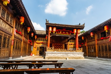 Ancient chinese theatre. Platform for theatrical performances. Xi'an old city, Shaanxi Province,...